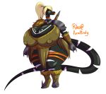 anthro black_skin blonde_hair gigantic_ass gigantic_breasts hourglass_figure lizard lizard_girl orange_eyes ponytail riku tail