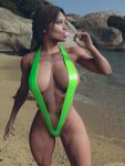 1girl 3d abs alluring athletic_female big_breasts bikini blender breasts cleavage female_abs female_only fit_female jade_(mortal_kombat) midway_games mortal_kombat mortal_kombat_11 shizzyzzzzzz sling_bikini