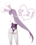 1girl akira_(natsumemo) animal_ears ass bare_shoulders blush bunny_ears bunny_tail bunnysuit contrapposto dated fake_animal_ears fake_tail fishnet_pantyhose fishnets from_behind gym_leader hairband long_hair monochrome natsume_(pokemon) pantyhose pokemon profile solo tail very_long_hair