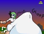  1boy 1girl cumflation hyper_belly hyper_penis kingcroc meloetta pokemon stomach_bulge 