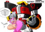  1girl amy_rose asmartboy e-123_omega hyper_stomach_bulge robot sega 