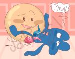  ^_^ battle_for_dream_island bfb bfdi big_penis closed_mouth cum donut_(bfb) four_(bfdi) heart_eyes jopearl knot looking_back object_shows pull_out tears 