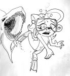  1girl activision bandicoot bubbles coco_bandicoot crash_(series) crash_bandicoot_(series) dtcg female looking_scared marsupial peril scuba_gear shark tagme underwater 