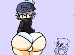  1boy 1femboy 1girl ? big_ass big_ass_(male) big_thighs blox(femboy) blox1010(oc) breasts femboy grey_clothing grey_hair heart jp20414(artist) mr.jeffrey mrs.jeniffer thick thick_thighs 