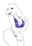  1_girl 1girl 2010s 2018 anthro anthro_only bikini bikini_bottom bikini_top blue_bikini blue_bikini_bottom blue_bikini_top boss_monster caprine cowboy_shot delta_rune_(emblem) female female_anthro female_only floppy_ears furry furry_female furry_only goat goat_ears goat_horns horns masterboi monster monster_girl mouth_open open_mouth simple_background solo solo_anthro solo_female toriel undertale undertale_(series) white_background 