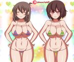  2020s 2021 2_girls 2d 2d_(artwork) aged_up bikini bikini_bottom bikini_top bra breasts brown_hair chara chara_(undertale) commission commission_art deviantart digital_media_(artwork) duo female female_chara female_frisk female_human female_only frisk frisk_(undertale) hands_on_ass heart_background human human_only looking_at_viewer micro_bikini panties patreon_username raydonxd red_eyes short_hair striped_bikini striped_bra striped_panties thighs undertale undertale_(series) underwear video_game_character video_games white_background wide_hips 