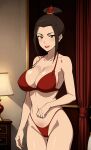 1girl ai_generated avatar:_the_last_airbender azula bra brown_eyes brown_hair cleavage lingerie nickelodeon panties tagme underwear