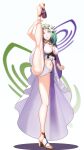  1girl 1girl 1girl absurd_res alluring bare_legs breasts cleavage closed_mouth fire_emblem fire_emblem:_three_houses fire_emblem_heroes flexible flower full_body green_eyes green_hair hair_flower hair_ornament high_heels high_res long_hair nintendo omiza_somi rhea_(fire_emblem) solo_female splits standing standing_on_one_leg streaked_hair sukkirito_(rangusan) swimsuit vertical_splits white_swimsuit 