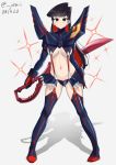 1girl alternate_costume bikini_armor bikini_top black_hair cosplay impossible_clothes jebi kill_la_kill komi-san_wa_komyushou_desu komi_shouko long_hair matoi_ryuuko matoi_ryuuko_(cosplay) revealing_clothes sword weapon