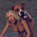 beastiality big_breasts blonde_hair blue_eyes canine daz_studio dog fit_female forced hardcore humiliation penetration pitbull_(species)