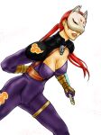  1girl alluring bodysuit cleavage kitsune_mask kunimitsu kunoichi milf namco red_hair rider_men tekken tekken_1 tekken_2 tekken_tag_tournament tekken_tag_tournament_2 