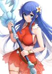  1girl alluring bikini blue_eyes blue_hair breasts caeda caeda_(fire_emblem) caeda_(summer)_(fire_emblem) fire_emblem fire_emblem_heroes gonzarez medium_breasts nintendo red_bikini swimsuit 