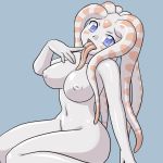 1girl alien blue_eyes breasts furry futanari inverted_nipples monster_girl nipples original purple_skin solo supon tentacle tongue ueno_petarou zanburg