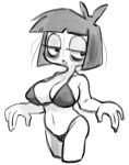  1girl big_breasts bikini blush bored bra creepy_susie disinterested goth goth_girl itimu the_oblongs 