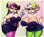  +_+ 2_girls accessory areola areola_peek areola_slip beauty_mark big_ass black_hair bottom_heavy breast_size_difference bubble_butt callie_(splatoon) cleavage clothed clothing cross_pupils dat_ass detached_collar domino_mask dress duo ear_piercing earrings female_only gloves green_areola hair hair_accessory hair_ornament half-closed_eyes hand_on_ass hand_on_own_ass handwear hoop_earrings huge_ass humanoid_pointy_ears inkling long_hair looking_at_viewer madheaven marie_(splatoon) mask mask_(marking) mole mole_under_eye multicolored_hair multiple_girls narrowed_eyes nintendo open-mouth_smile open_mouth open_smile orange_eyes piercing pointy_ears pseudo_clothing purple_hair seductive seductive_look seductive_smile sexy sexy_ass sexy_body sexy_breasts short_hair smile smiling_at_viewer splatoon splatoon_(series) squid_sisters standing symbol-shaped_pupils tentacle_hair thicc thick thick_ass thick_thighs thighs three-quarter_portrait top_heavy two_tone_hair v v_sign white_gloves white_hair white_handwear wide_hips 