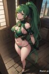 ai_generated big_breasts big_breasts breasts cute green_hair horny long_hair looking_at_viewer ponytail pornx.ai revealing_clothes seductive