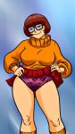  biesiuss glasses looking_at_viewer panties scooby-doo skirt_lift velma_dinkley 