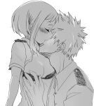 bakugou_katsuki bra breasts grabbing_breasts licking_neck uraraka_ochako