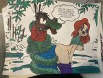  big_ass big_breasts crossover disney erection erection_under_clothing goof_troop hypnosis jungle_book kaa_(jungle_book) kaa_eyes max_goof roxanne_(goof_troop) self_upload traditional_media_(artwork) zachy29 