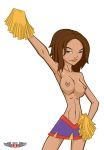 1girl arm_raised armpit bonnie_rockwaller brown_eyes brown_hair cheerleader dark-skinned_female fairfax female_only kim_possible one_arm_up phillipthe2 pom_poms short_skirt teen topless your_slut_daughter