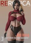  1girl 3d 3d_(artwork) abs ada_wong ada_wong_(adriana) big_breasts black_hair blurry_background bracelet breasts cga3d choker curvaceous curvy curvy_female curvy_figure detailed_background erotichris female_focus female_only high_res high_resolution leather_jacket lingerie magazine_cover navel navel_piercing piercing resident_evil resident_evil_2 resident_evil_2_remake resident_evil_4 resident_evil_4_remake shorts solo_female solo_focus stockings thick_thighs voluptuous voluptuous_female wide_hips 