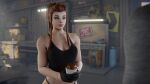 1boy 1girl aphy3d big_breasts big_penis bouncing_ass bouncing_breasts brigitte_(overwatch) brigitte_lindholm brown_eyes brown_hair bubble_butt doggy_position from_behind moaning overwatch thick_thighs vaginal_penetration