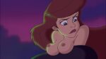  blue_eyes breasts disney edit eyebrows eyelashes lipstick nipples princess_ariel red_eyes red_hair screenshot_edit the_little_mermaid 