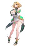 1girl alluring alternate_hairstyle big_breasts blonde_hair cleavage different_hair_style gonzarez milf mythra_(cosplay) nintendo pantyshot pyra short_hair tagme xenoblade_(series) xenoblade_chronicles_2 yellow_eyes