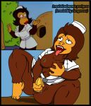  ape banana big_breasts bottomless brown_fur brown_nipples eyes_rolled_back female_masturbation female_only fruit_insertion fur furry grabbing_own_breast legs_spread lipstick masturbating_with_clothes masturbation nipples nurse nurse_ape_(the_simpsons) nurse_uniform object_insertion open_mouth parody planet_of_the_apes pleasure pleasure_face pleasured pussy_juice red_lipstick self_fondle spread_legs the_simpsons tongue tongue_out wet_pussy 