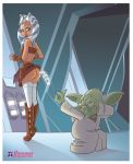 ahsoka_tano alien ass assisted_exposure clothed from_behind no_panties star_wars yoda