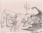 2004 candles demona disney fire gargoyles julius_zimmerman_(artist) monochrome tagme