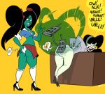  ass black_hair crossover danny_phantom desiree disney funny ghost green_skin justindurden kim_possible long_hair miss_go paddle school_girl shego teacher 