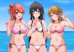  alluring amber_hair auburn_hair beach bikini black_hair isshiki_iroha konoyan ocean yahari_ore_no_seishun_lovecome_wa_machigatteiru. yuigahama_yui yukinoshita_yukino このやん 