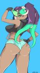  1girl ass big_ass dark_skin long_hair marina_(splatoon) minishorts nintendo shorts splatoon 