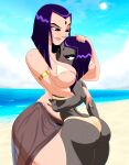  2_girls adult arella_roth ass beach big_ass big_breasts bikini breasts comic_book_milf dat_ass dc_comics female_focus female_only hugging incest mature_female milf mother_&amp;_daughter older older_female porongoneitor purple_eyes purple_hair rachel_roth raven_(dc) sarong see-through size_difference swimsuit teen_titans thick_thighs thighs white_bikini white_swimsuit young_adult 