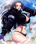  1girl big_breasts black_hair black_panties breasts female_only legs long_hair mature_female nico_robin one_piece panties rakkarts sexually_suggestive solo_female solo_focus underwear 