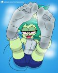 1girl anthro cartoon_network dirty_socks fang female_only fink fink_(ok_k.o.!_lbh) foot_fetish green_hair green_skin mouse mr._chase_comix ok_k.o.!_let's_be_heroes pants socks socks_only solo_female sweaty sweaty_feet tail