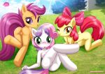  3girls anthro apple_bloom cutie_mark_crusaders equestria_untamed equine my_little_pony palcomix scootaloo sweetie_belle 