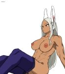 alluring big_breasts dark-skinned_female dark_skin female_abs looking_away miruko my_hero_academia rakkusu rumi_usagiyama