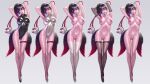 alluring black_and_red_and_purple_hair blue_eyes facial_markings insanely_hot kitsune_markings kitsune_marks kunimitsu_ii kunoichi leotard namco nude posing pussy roke roke_(artist) stockings tekken tekken_7 voluptuous