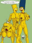 ahegao ass bart_simpson bent_over big_breasts blush breasts fingering fisting green_background handjob incest lisa_simpson marge_simpson mutual_masturbation nude pearls penis pussy smile the_fear the_simpsons yellow_skin