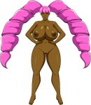  ale-mangekyo ale-mangekyo_(artist) areolae ass big_ass big_breasts breasts brown_skin commission female indra_uchiha mangekyou_sharingan naruto nipples nude original_character pink_hair pussy red_eyes sharingan solo 