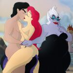 2_girls black_eyes black_hair buttjob chris_bryer closed_eyes disney femdom holding_hands kissing lesbian monster_girl prince_eric princess_ariel red_hair tentacle tentacle_rape tentacle_sex the_little_mermaid ursula white_hair yuri