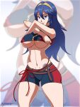 1girl alluring alternate_costume big_breasts bikini blue_bikini blue_swimsuit breasts female_only fire_emblem fire_emblem:_awakening fire_emblem_cipher layerth lucina lucina_(fire_emblem) nintendo official_alternate_costume swimsuit under_boob undressing