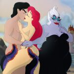 2_girls black_eyes black_hair buttjob chris_bryer closed_eyes disney femdom holding_hands kissing lesbian prince_eric princess_ariel red_hair tentacle tentacle_rape tentacle_sex the_little_mermaid ursula white_hair x-ray yuri