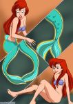 alluring bottomless comic disney feet fins fish fish_girl human legs mermaid naked_from_the_waist_down palcomix princess_ariel scales seashell_bra small_breasts the_little_mermaid transformation