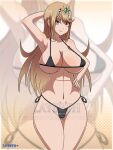 1girl alluring amber_eyes big_breasts bikini blonde_hair hand_on_hip layerth long_hair mythra nintendo posing voluptuous xenoblade_(series) xenoblade_chronicles_2