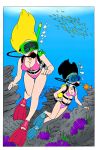  american_dad bikini breasts cleavage eyelashes fish flippers francine_smith goggles hayley_smith necklace rocks shoxxe snorkel the-sakura-samurai_(colorist) toes underwater 