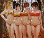  3d 4girls abs adeptusinfinitus alluring asian asian_female bedroom_eyes big_breasts bikini black_hair blender blonde_hair breasts brown_hair cleavage clothed crossover dancer dead_or_alive dead_or_alive_2 dead_or_alive_3 dead_or_alive_4 dead_or_alive_5 dead_or_alive_6 dead_or_alive_xtreme dead_or_alive_xtreme_2 dead_or_alive_xtreme_3_fortune dead_or_alive_xtreme_beach_volleyball dead_or_alive_xtreme_venus_vacation fatal_fury forest high_res kasumi kasumi_(doa) king_of_fighters mai_shiranui micro_bikini midriff momiji momiji_(ninja_gaiden) necklace outside ponytail posing red_hair sarah_bryant sega smile snk standing take_your_pick tecmo thighs thong thong_bikini under_boob virtua_fighter 