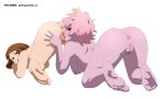 2_girls 2girls anus ashido_mina ass barefoot bent_over brown_hair feet felipe_godoy female female/female female_only females licking_pussy mina_ashido moaning my_hero_academia nude ochako_uraraka pink_hair pink_skin pussy pussylicking round_ass spread_pussy uncensored uraraka_ochako white_background yuri